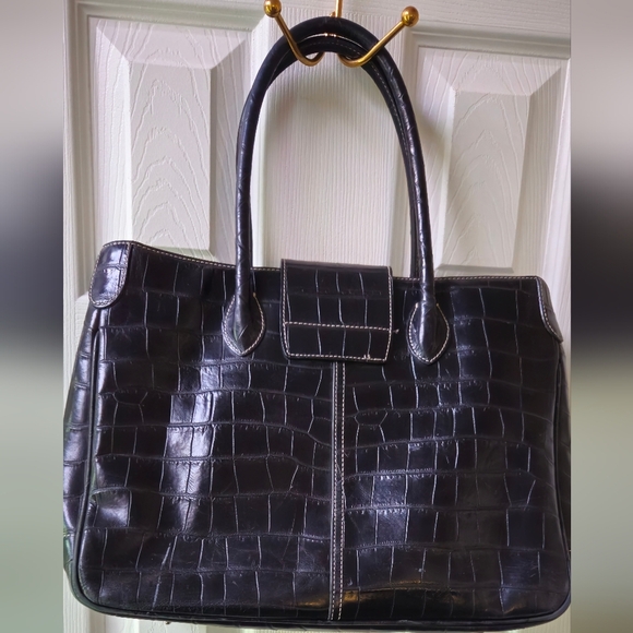 Dooney & Bourke Black Crocodile-Embossed Satchel - Picture 8 of 15